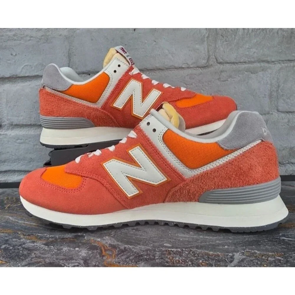 New Balance 574 Orange Rust Red White U574RCB Men's Size 10